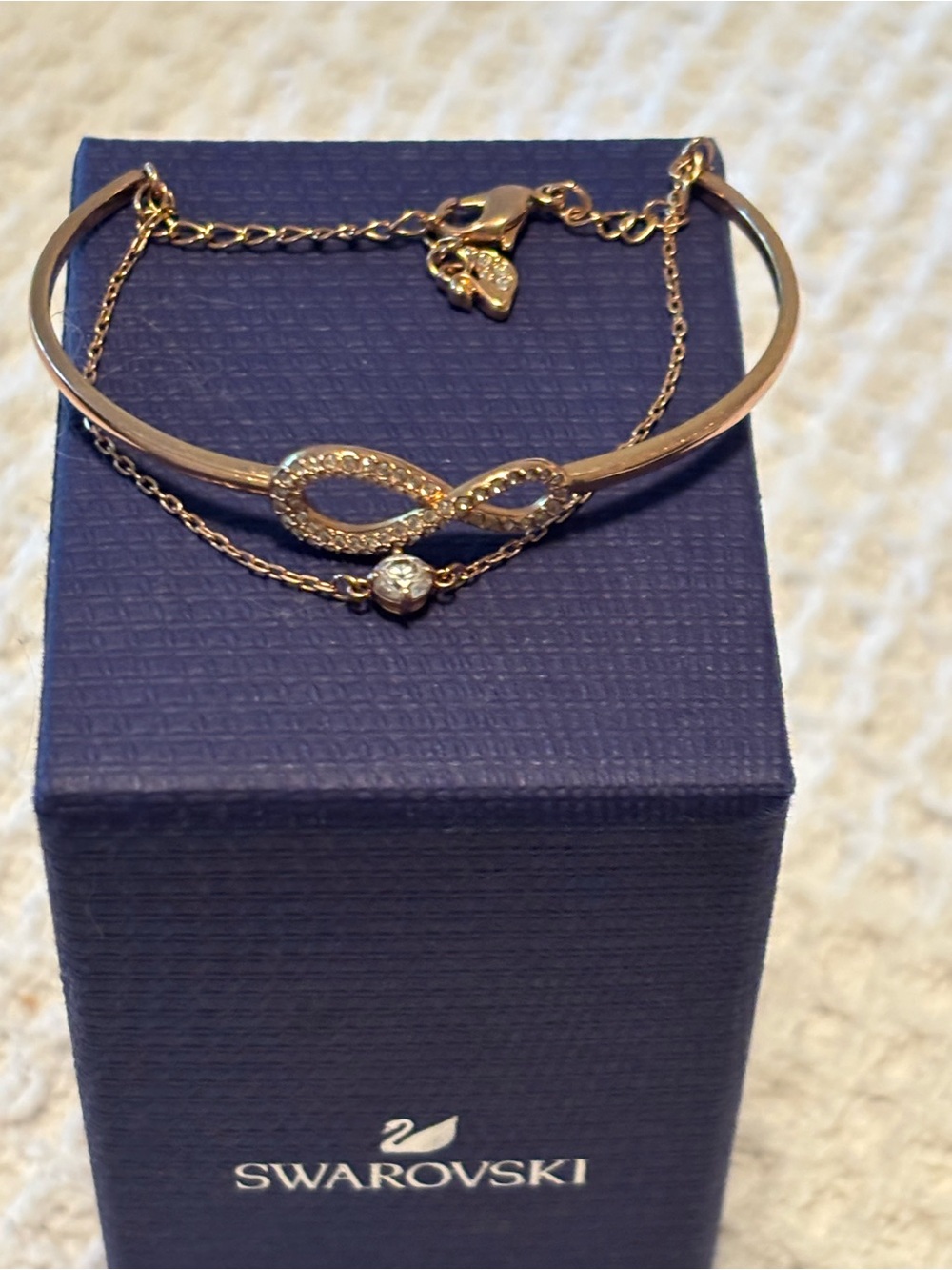 Swarovski Rose Gold Tone Infinity Bracelet with Crystal Accent